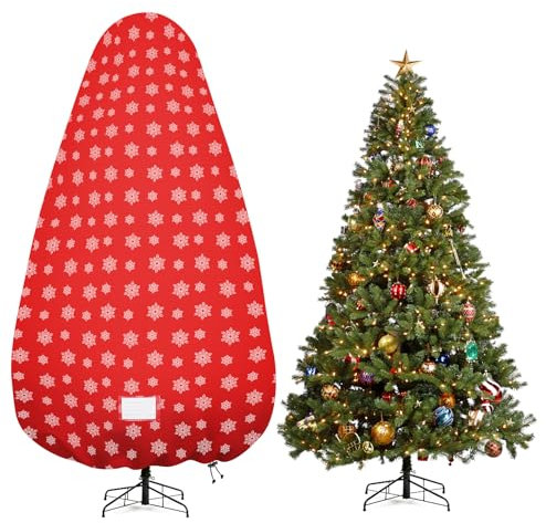 Delixike Weihnachtsbaumabdeckung, langlebig, aufrecht, Aufbewahrungstasche für Weihnachtsbaum, mit Reißverschluss und Kordelzug, für bis zu 1,8 m künstlicher Baum mit Ornamenten, wasserdicht,