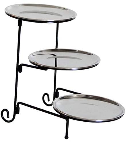 WATIIFUFU Elegant Metal Cake Stand 3-tier Snack Dish for Desktop Wedding Fruit Tray Dry Fruits Holder