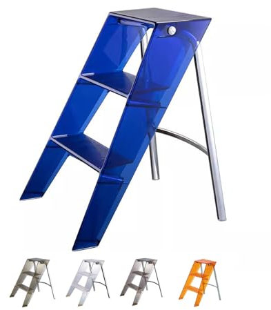 Scaletta Trasparente in Acrilico Scaletta a 3 Gradini Scaletta Pieghevole Per Riporre Le Pieghe Design 2 in 1 con Piedini Antiscivolo in Silicone E Pedane Antiscivolo Sgabello Portatile Per Casa, Cuci