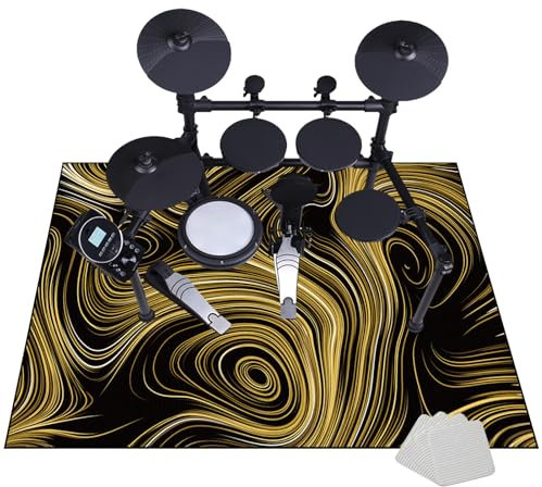Schlagzeugteppich Drum Teppich - Trommel Teppiche Rutschfeste 140 x 120 cm - Professionelles rechteckiges Elektronisches Jazz Schlagzeug Kit für Bass Drum Snare Drum und andere Instrumente Teppich