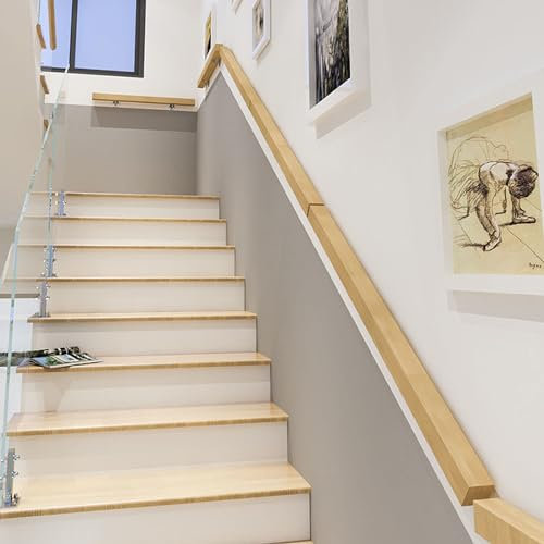 Handlauf Holz Treppengeländer Treppe Innen Holz Eckig Wandhandlauf Wand Treppe Mit Wandhalterung Innen Und Außen Für Treppen, Brüstung, Balkon(150cm)