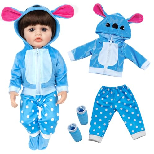 Vestiti per bambole per bambini, 50,8 cm, colore blu, con camicia, pantaloni calzini, 50,8 – 55,9 cm, per bambini, regali di compleanno