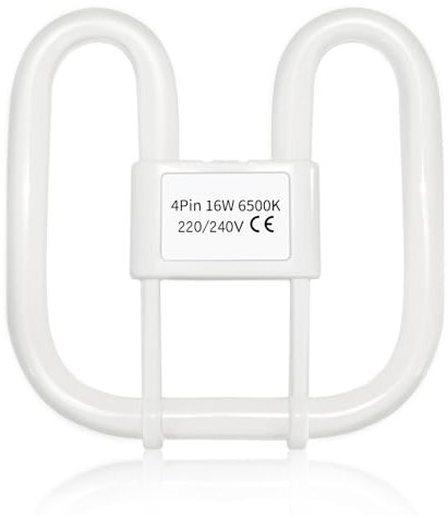 Akynite GR10q 4-Pin Bulb 16W Daylight White 6500K, 950LM, CFL Compact Fluorescent 4 Pin Light Bulb, AC 230V, 4Pin DD Flat Butterfly Bulb for Flush Ceiling Light, 1PC, Very Small Size