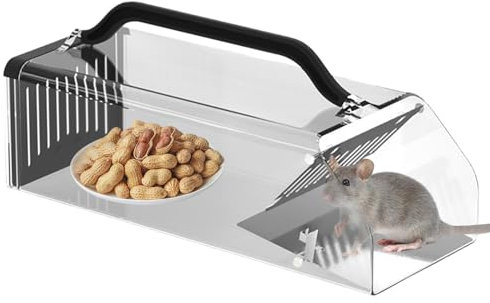 Mausefalle Lebend, 30cm XXL Groß Rattenfalle mit Tragegriff, Upgrade Kontinuierliche Kastenfalle, Tierfreundlich Marderfalle, ABS Wiederverwendbar Tierfalle für Drinnen Draußen Garten