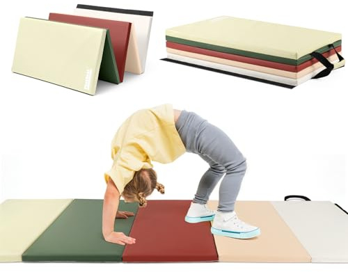PhysKcal 5 Panel Klappbare Weichbodenmatte Turnmatte Fitnessmatte Gymnastikmatte mit Tragegriffen, Sportmatte Spielmatte, Tumbling-Matte für Kinder, Polsterung für Activity Play