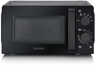 SEVERIN microondas, para descongelar y calentar, microondas con plato giratorio y 6 niveles de potencia, negro/acero inoxidable, 700 W, 19 L de capacidad, MW 9180