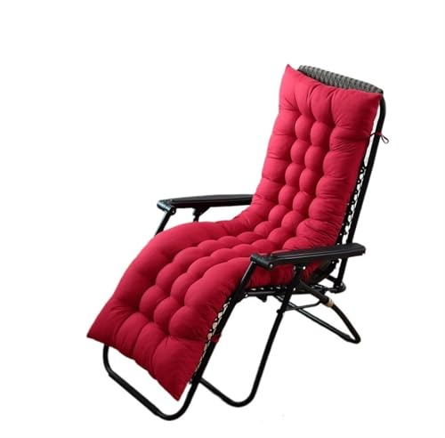 Recliner Cushion for Deckchair – Soft Back Support Rocking Chair & Lounger Cushion Garden Furniture Bench Pad Long Cushion 53x170cm Multiple (Red01)