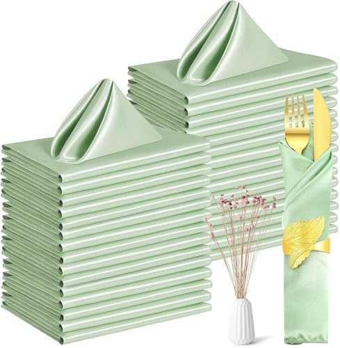 Stoffservietten [50er Pack, Grün] 43x43 cm Waschbare Tischservietten aus Mischgewebe, Stoff-Servietten für Hotel, Restaurant, Hochzeiten, Events und Partys, Pflegeleicht