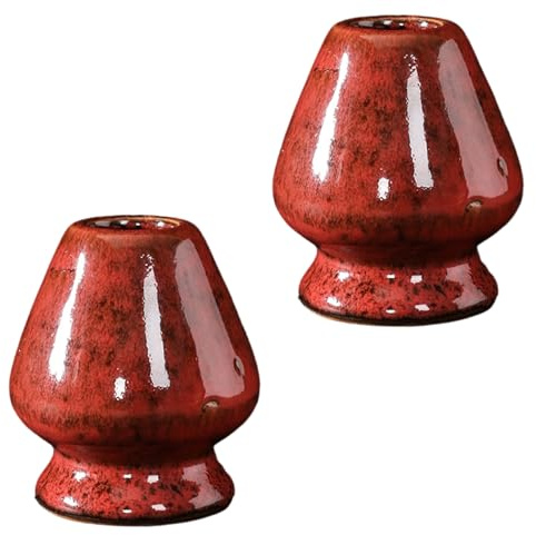 KEXIAO Soporte de cerámica hecho a mano para batidores de té y batidores de té, accesorio de ceremonia de té tradicional, elegante decoración de casa de té