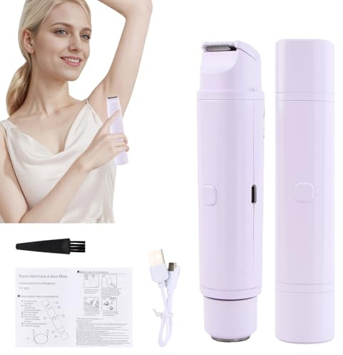 Rasoio Intimo Elettrico Corpo Donna, 2 in 1 Epilatore per Zona Parti Intime Bikini-Trimmer a Doppia Testa Rasoio Intimo Per Viso Bikini Epilatore per Ascelle Gambe Braccia Gambe e Corpo