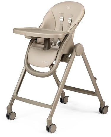 PEG Living Seggiolone Pappa dalla Nascita, Design Contemporaneo, Funzione Sdraietta, Altezza Regolabile, Doppio Vassoio, 4 Ruote 360°, Chiusura Compatta, 0–3 Anni (0–15 kg), Space Sand
