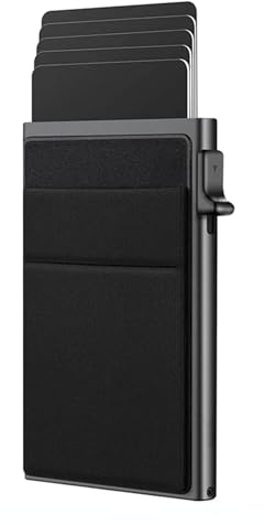 Cyberwork Portefeuille pour Homme | Porte-Carte pour Homme | Carte D'Accès | Design À Éjection Latérale | Protection RFID | Rangement pour Cartes De Crédit Et Billets | Noir