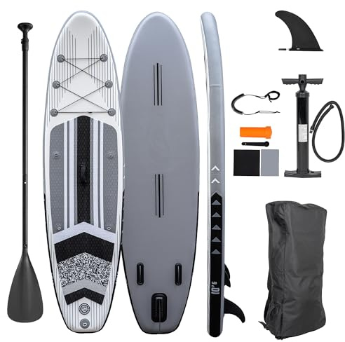 Tavola da stand up paddle, grigio, 320 x 81 x 15 cm, gonfiabile, inclusa pagaia, pompa, zaino, kit di riparazione