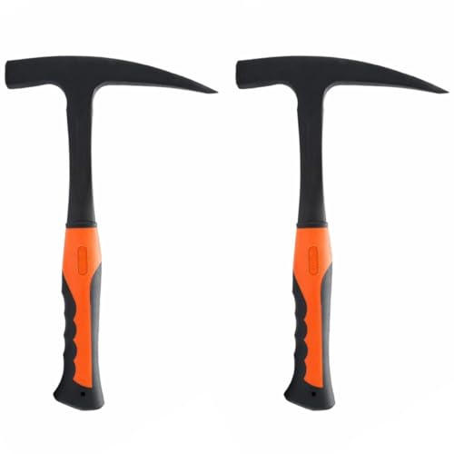 2 martillos geológicos, martillos de acero al carbono, herramienta manual geológica para investigación geológica, escalada, exploración, mampostería (B)