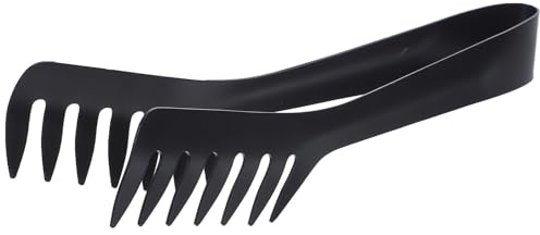 POPETPOP Pinzas de Espagueti de Acero Inoxidable Negro Mate Diseño Ergonómico Resistente y Fácil de Limpiar para Servir Pasta y Aperitivos Cocina Profesional