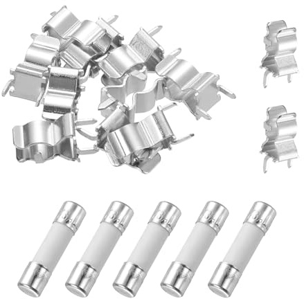 QUARKZMAN 5Pcs 8A 250V Fusibili Ceramici A Lenta Interruzione, 8Amp Cartuccia Fusibili A Ritardo 5x20mm Con 10Pcs Clip