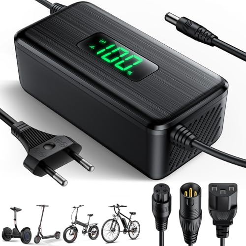 54.6V 2A Caricabatterie per Monopattino Elettrico per Batterie al Litio da 48V, Display LED di Carica, Caricabatterie Universale per Kugoo M4 / M4 Pro, Hitway h5/h5 P ro, UrbanGlide E-Cross Pr o