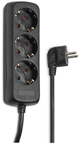 Hama Steckdosenleiste 3-Fach, 3 m Kabel, 3500 W, erhöhter Berührungsschutz | Mehrfachsteckdose schwarz, Mehrfachstecker mit Steckdosen im 45°-Winkel, Steckerleiste, GS geprüft
