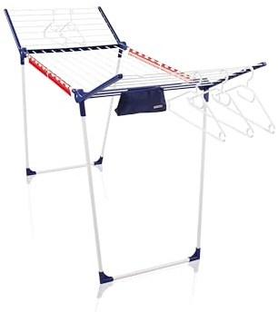 Leifheit Wäscheständer Pegasus 200, Standtrockner mit 20 m Trockenlänge | Für 2 Waschladungen, 107 cm Flügelhöhe, rostgeschützt, inkl. 5 Bügel, 4 Kleinteilehalter, mit Wäscheklammerbeutel