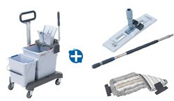 Reinigungswagen Vileda UltraSpeed Pro Doppeleimer Ready TRIO Chassis, 25&10 L Eimer, Presse, Mophalter, Mop, Stiel, Bügel