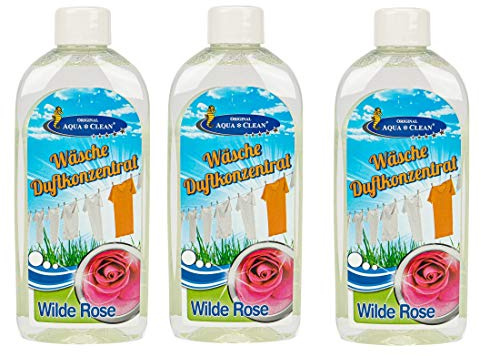AQUA CLEAN Wäsche Duftkonzentrat 3x250 ml Wilde Rose | Verleiht der Wäsche frischen Duft – ohne Weichspüleigenschaft, für Waschmaschine und Trockner