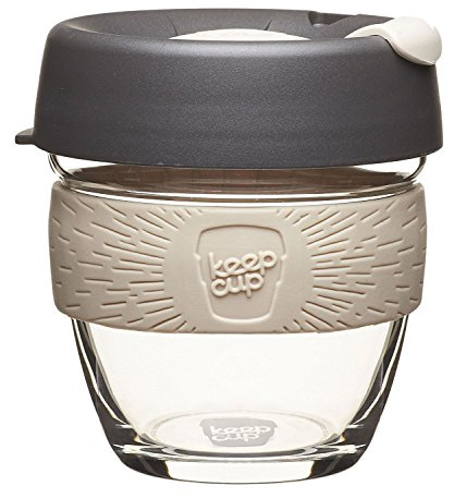 KeepCup Brew, Reusable Glass Cup, Small 8oz | 227mls, Chai, 9343243008510, White/Transparent/Light Grey