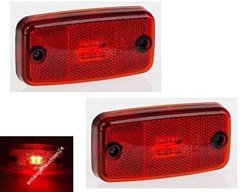 Friso LED Umrissleuchte Begrenzungsleuchte Positionsleuchte ohne Halter 12-30 V Anhänger LKW Wohnwagen Nutzfahrzeuge Trailer (rot)