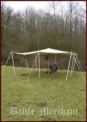 Battle-Merchant Hochwertige reißfeste Lagerplane/Sonnensegel mit Dreieckringen, 350g/m², naturfarben LARP Verschiedene Größen