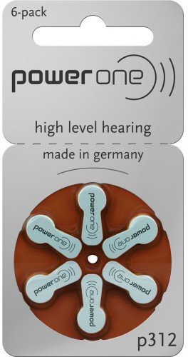 Hearing Aid Battery Powerone Size 312 No Mercury, 60 Batteries by Power One