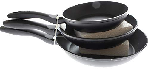 IBILI - Set med 3 Chef Style stekpannor, 18 + 22 + 26 cm, aluminium, non-stick, lämplig för induktionshällar