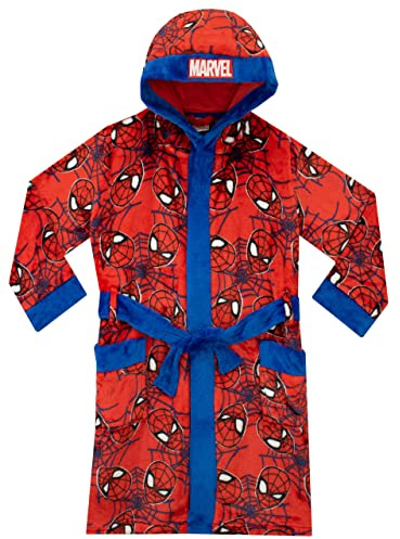 Marvel Spiderman Bademantel | Morgenmantel Jungen Mit Kapuze | Spidey Kinderbademantel Junge | Offizielle Spider-Man Merchandise 152
