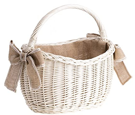 e-wicker24 Alles aus Weide inköpskorg av vide, retrostrykkorg, vintagestil, pilkorg, oval