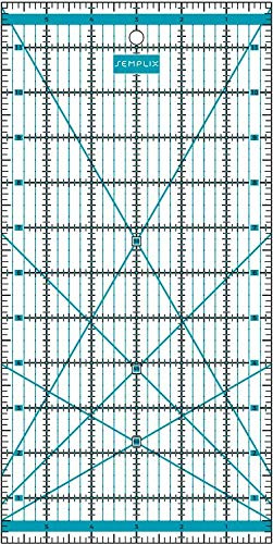 SEMPLIX Patchwork-Lineal Quilt-Lineal, transparent, mit Inch-Skala und Winkelfunktionen, ideal für Patchwork und zum Basteln, 12 x 6 inch (türkis)
