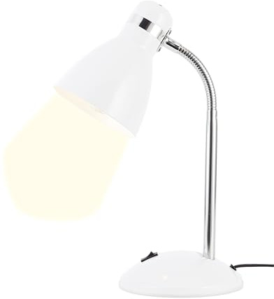 BRILLIANT Allison Tischlampe weiß – flexible Schreibtischlampe mit verstellbarem Kopf & Kippschalter – E27 Fassung LED geeignet – moderne Leselampe