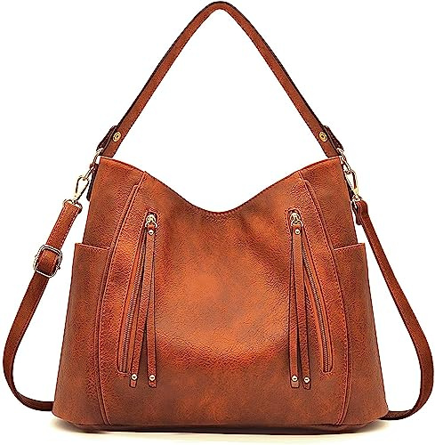 BestoU Bolsos de Mujer Cuero Grande Bolso Bandolera Tote De Hombro Bolsos PU (Marrón)