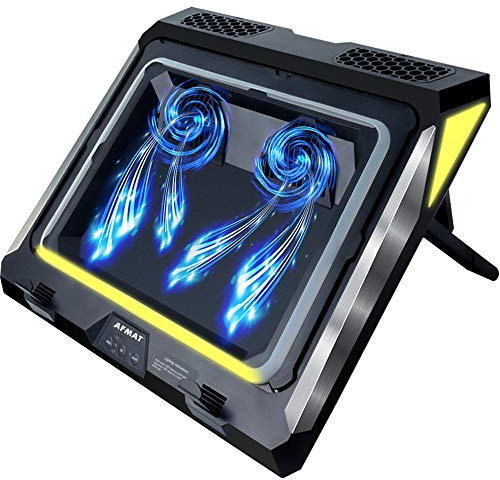 Laptop Cooling Pad,Laptop Cooler for 14-17 Inch Gaming Laptop, Gaming Laptop Cooler Double Blower Cooler Pad with Dust Filter, Flexible Rubber Ring,Adjustable Mount Stand,Third Gear Speed-Black