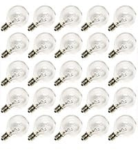 Oviejo G40 Replacement Incandescent Light Bulbs, 5 Watt 1.5 Inch Clear Globe Light Bulbs, Fits E12/C7 Candelabra Screw Base for Indoor Outdoor String Light Decor, Warm White,Pack of 25