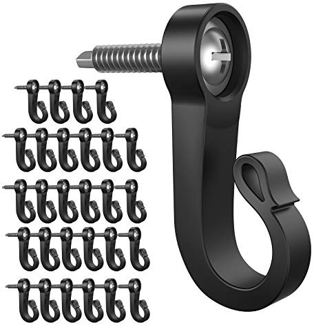 ZUSFUL 28 x Q-Hanger-Haken, für Innen- und Außenbereich, Zuhause, Weihnachtslichter, Kleiderhaken mit Schraube, Garage, Neujahr, Party, Außenhaken für Lichterkette im Freien (28 Stück)