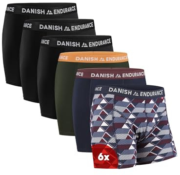DANISH ENDURANCE Cotton Boxers for Men with Optional Fly, Mens Boxers Shorts Multipack, Stretchy Men's Underwear Trunks, Soft, Breathable, 6 Pack