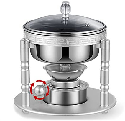 MNSSRN Single-Alkohol-Herd Hot Pot, Selbsterhaltung Erhitzen von Speisen Edelstahl Self-Service Hot Pot Outdoor-Kochen Picknick Hot Pot Utensilien,Silber