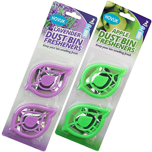 Lot de 4 désodorisants pour poubelles, auto-adhésifs, seau à couches, parfumé, parfum frais de lavande d'intérieur (2 x lavande et 2 x pomme)