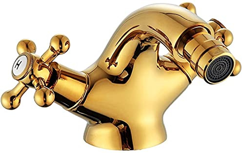 Robinets,Robinet Surface électroplaquée Robinet de Bidet en Or Robinet à Double poignée Mélangeur de Bidet Bassin doré Craneque Robinet en Laiton Robinet de Salle de Bain avec Accessoires Little