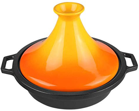 Soup Pot stew Pot Home cast Iron 22cm Ceramic Pot Soup claypot Rice Cooker Pot for Mother's Day pan Home Pot Perfect for Breakfast Thickening stew Pot Frying Pan (Orange)