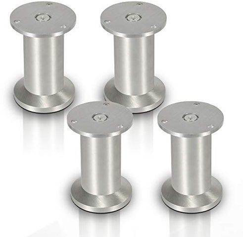 Joparri 4X Aluminium Möbelfüße Höhe 80mm, Möbelbeine Belastbar bis 250 Kg, Runde Tischfuß Höhenverstellbar Sofafüße, für Möbel Küchenschränke