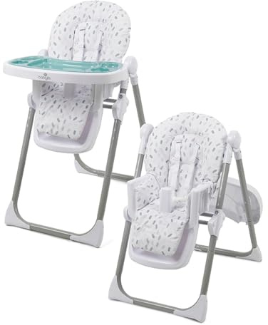 Babylo Hi Lo Highchair and Junior Chair, 6 Heights, 3 Recline Positions, Removable 2 Layer Tray & 5-Point Safety Harness from 6+ Months to 15kg
