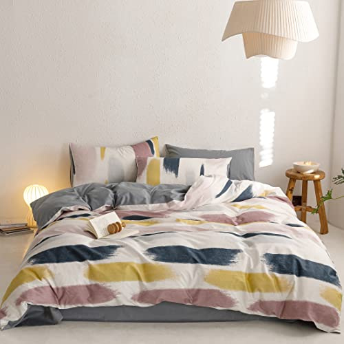 GETIYA Aesthetic Graffiti Bettwäsche 155x220 Baumwolle Bettbezug Damen Herren Gestreift Bettwäsche Bunt Kontrast Farbe Bettbezug Geometrische Deckenbezug mit 1 Kissenbezug 80x80