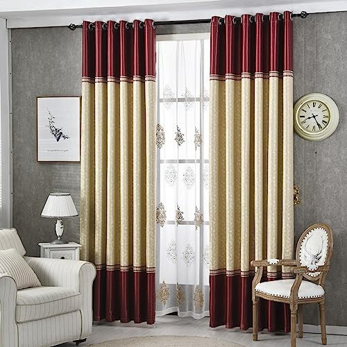 Asunygirl Fenstervorhänge für Schlafzimmer, 2 Panel-Set, Vorhänge aus Stoff, Streifenvorhänge, Ösenvorhänge, 2 x (54 Zoll B x 42 Zoll L)/137 x 107 cm, Vorhänge für Schlafzimmer