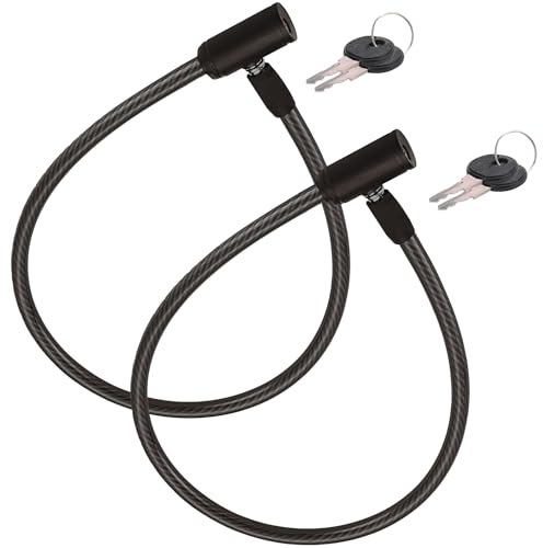 Candado bicicleta moto 2 uds cable de Acero Reforzado de 60 cm con Sistema de Llave Robusto Duradero y Resistente a la Intemperie Ideal para Protección Antirrobo (Negro)