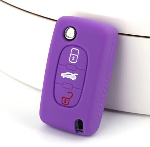 PTATT 3 Tasten Silikon Autoschlüssel Hülle für Peugeot 207 307 308 407 408 für Citroen C3 C4 C4L C5 C6 Schutzabdeckung