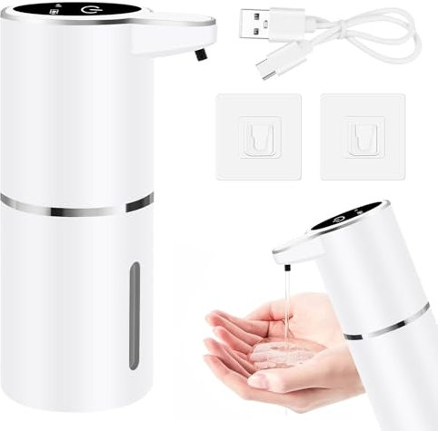 380ml Seifenspender Automatisch Wandbefestigung mit Sensor Infrarot,Wandbefestigung Berührungslos Elektrischer Seifenspender Ohne Bohren,USB-Aufladung IPX5 Wasserdicht für Bad,Küche,Büro